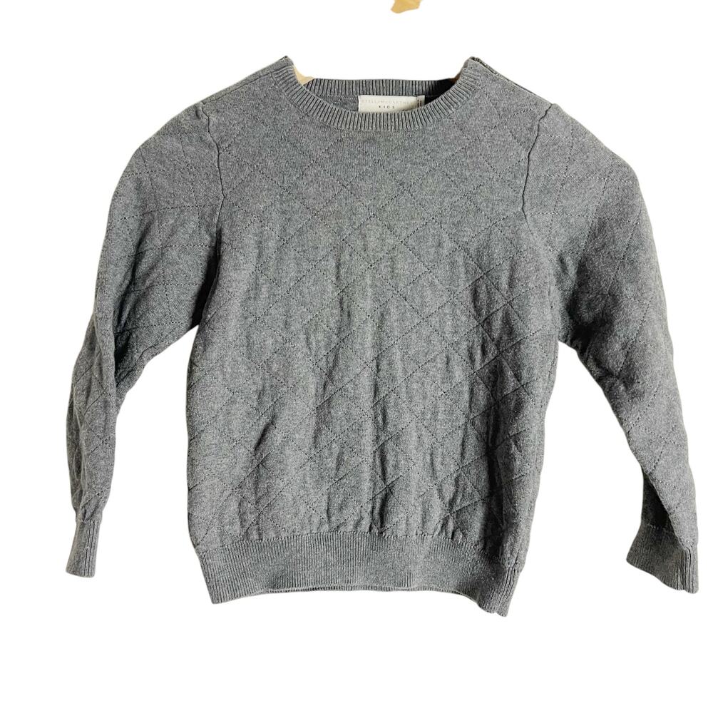 Stella McCartney Boy Gray Quilted Long Sleeve Crewneck Pullover Sweater Size 6